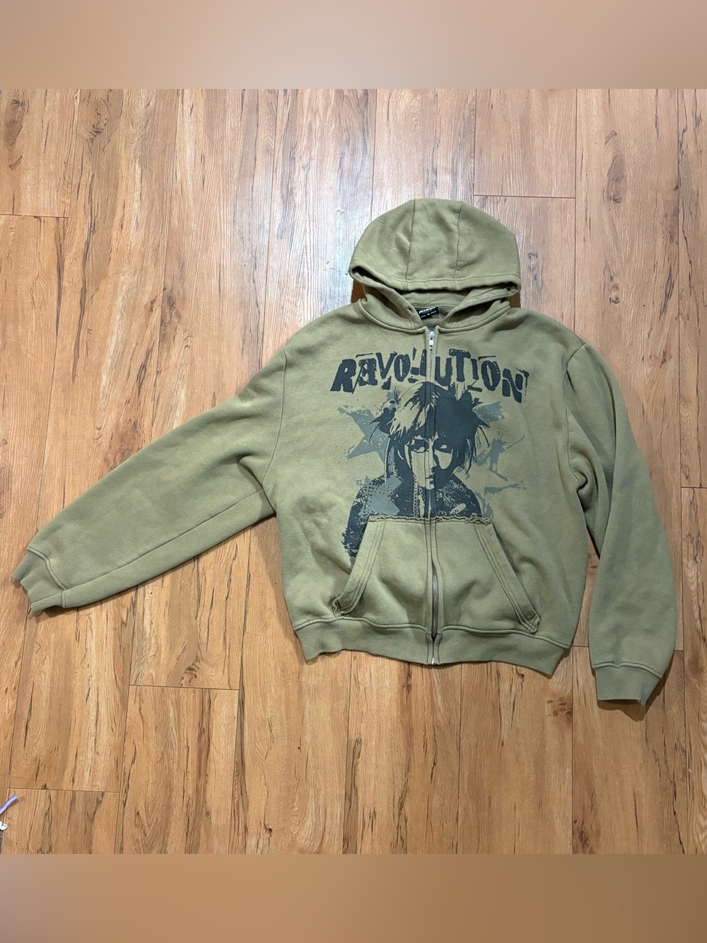 Graphic print zip up hoodie